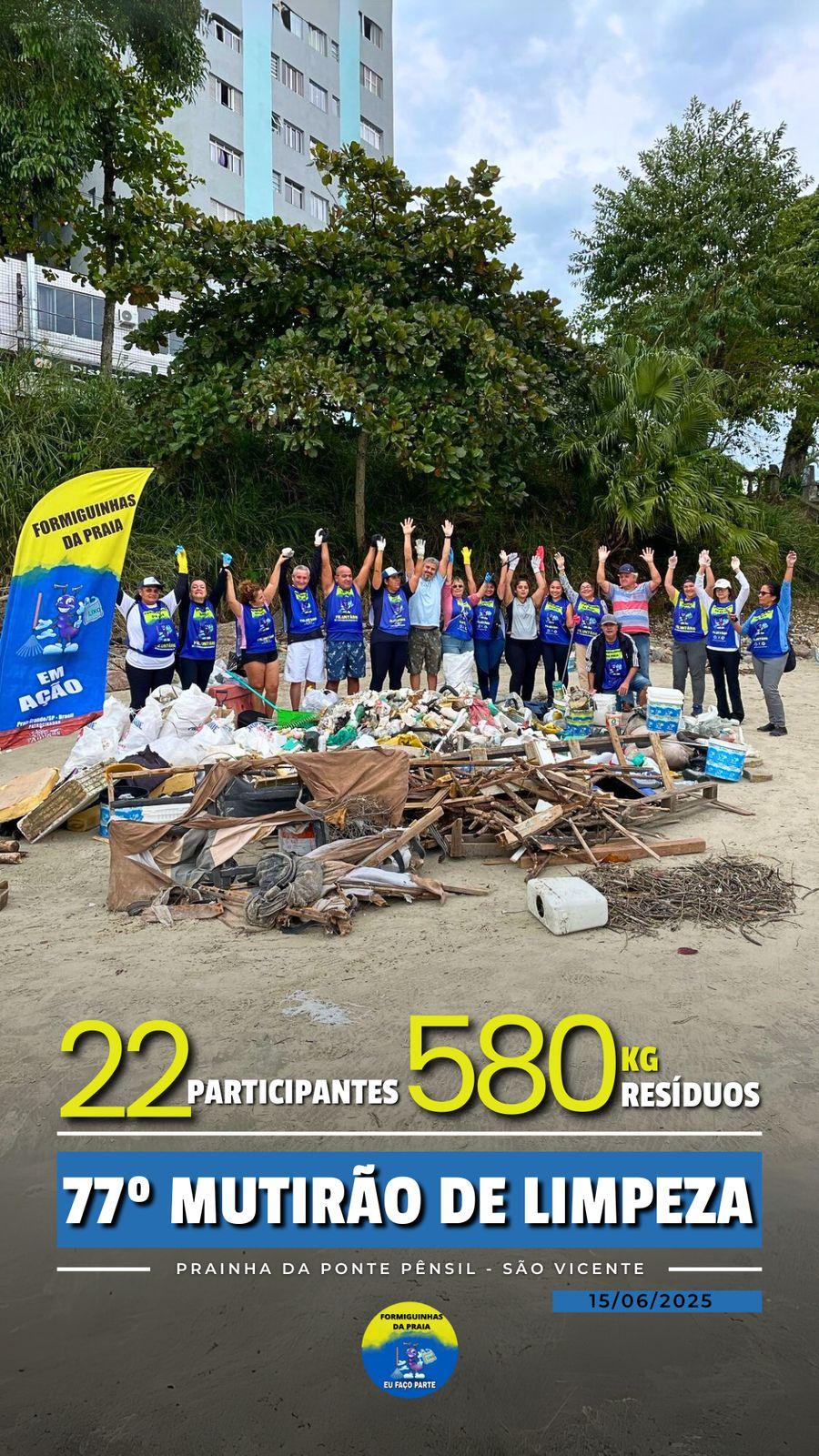 Formiguinhas da Praia - 77° Mutirão de Limpeza Emergencial na Prainha da Ponte Pênsil_São Vicente Formiguinhas da Praia - 77° Mutirão de Limpeza Emergencial na Prainha da Ponte Pênsil_São Vicente