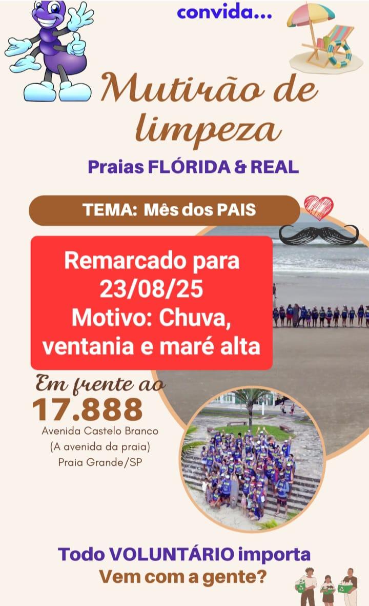 Formiguinhas da Praia _ Mutirão Mensal de Limpeza de Praia - Agosto_Real/Flórida 