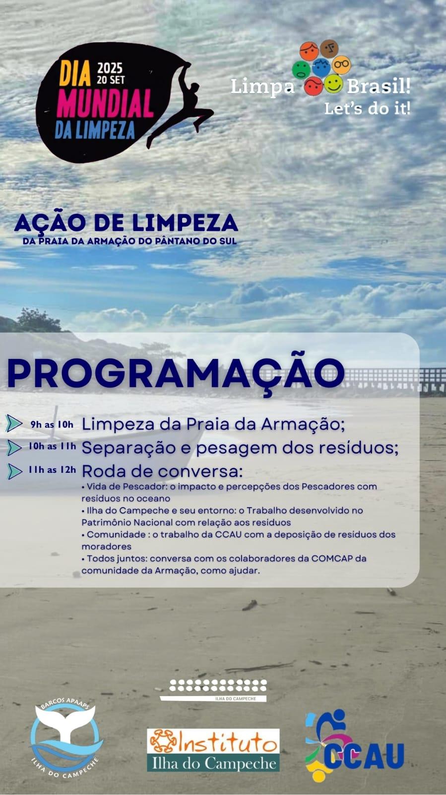 Ação de limpeza Praia da Armação do Pântano do Sul
