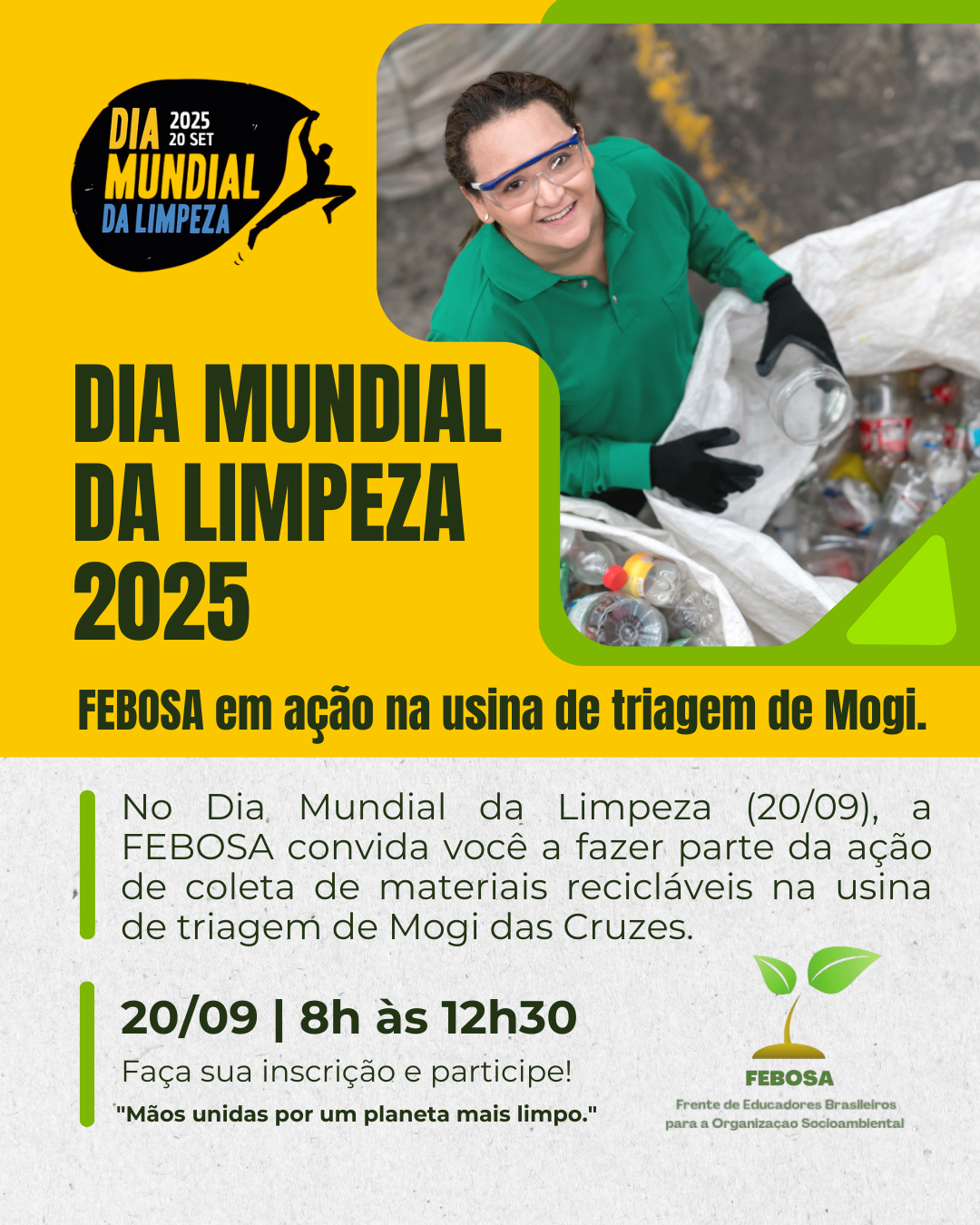 Dia Mundial da Limpeza - FEBOSA em ação na usina de triagem de Mogi das Cruzes