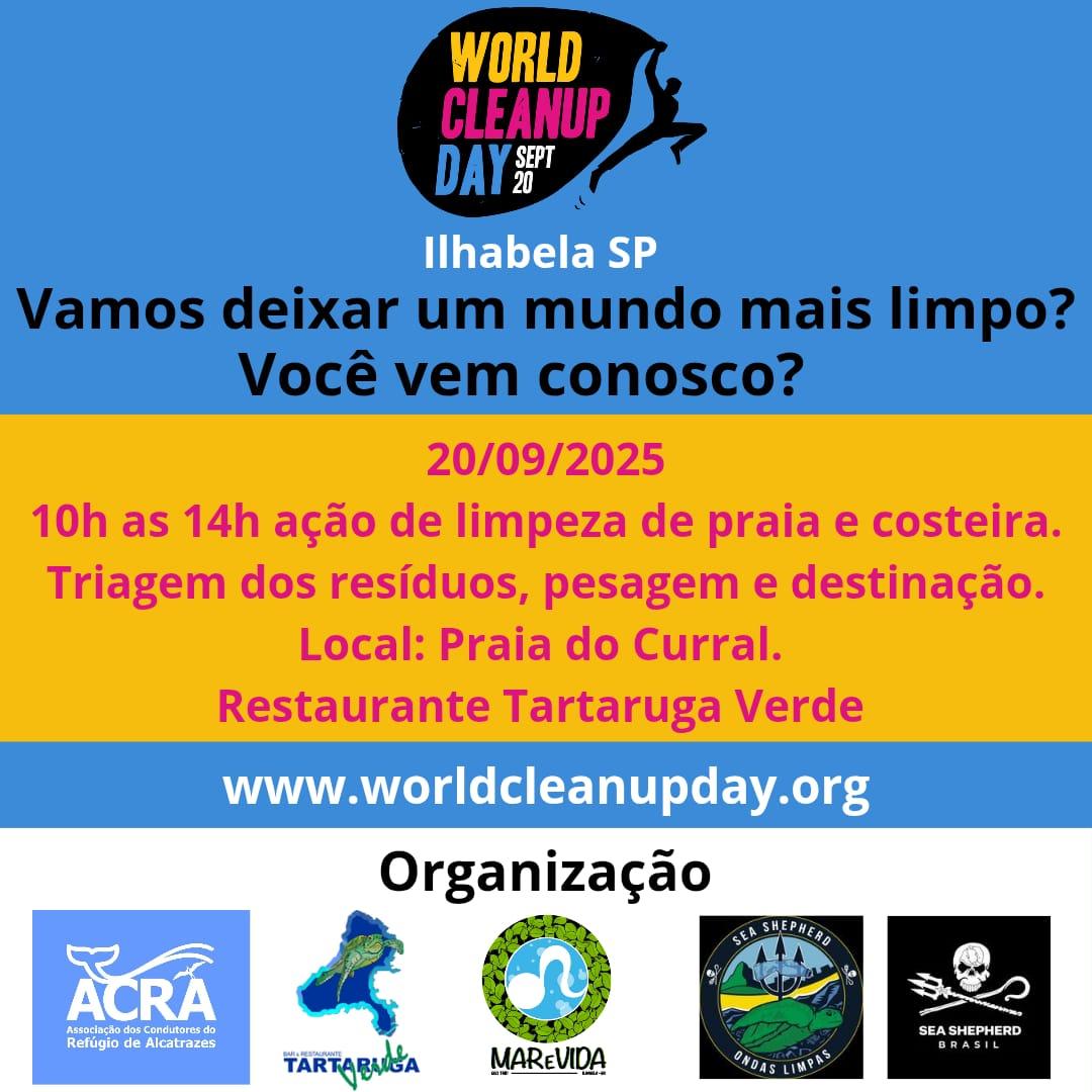 Dia Mundial de Limpeza de Praia e Costeira - Praia do Curral, Ilhabela - SP