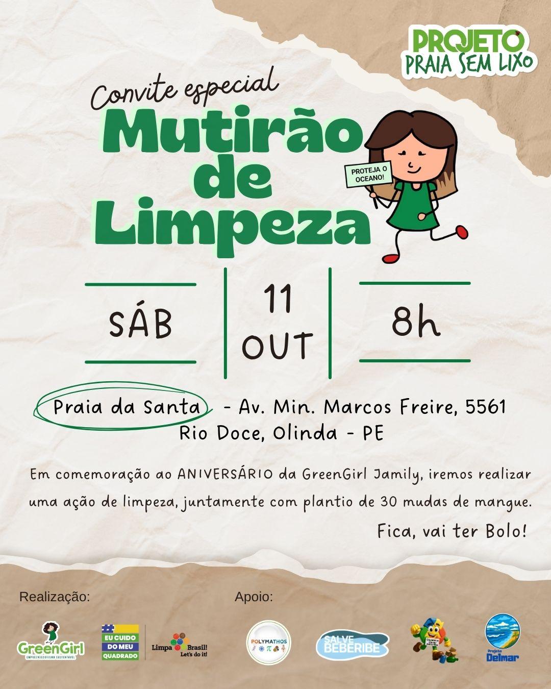 MUTIRÃO DE LIMPEZA E PLANTIO PELO ANIVERSÁRIO DE JAMILY - Olinda, PE MUTIRÃO DE LIMPEZA E PLANTIO PELO ANIVERSÁRIO DE JAMILY - Olinda, PE