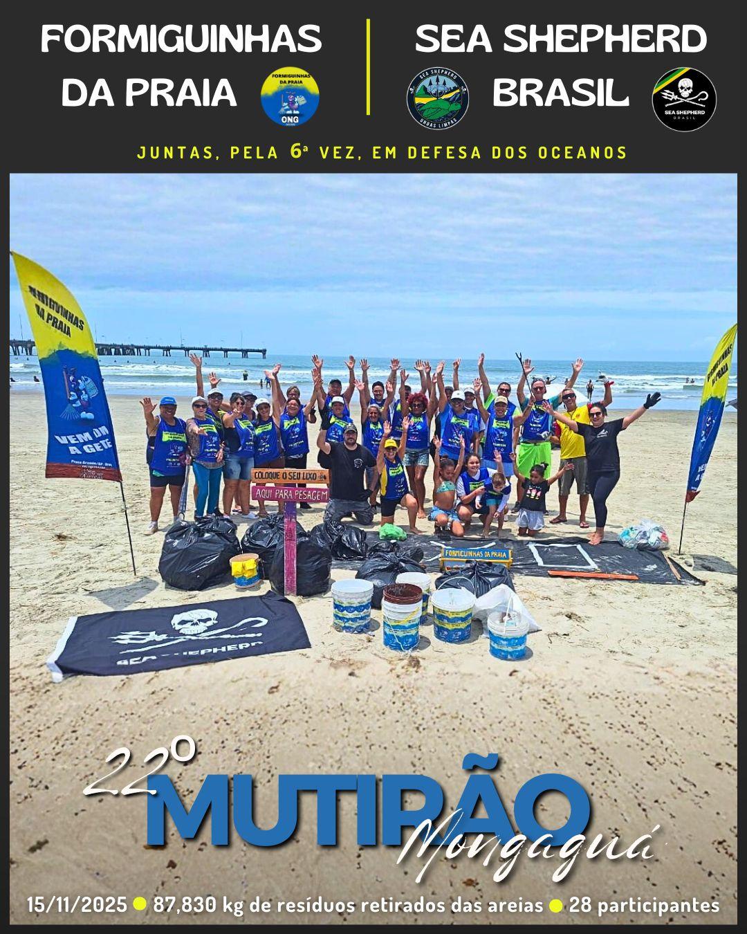 Formiguinhas da Praia _ 22° Mutirão de Limpeza de Praia com Sea Shepherd _ Mongaguá/SP
