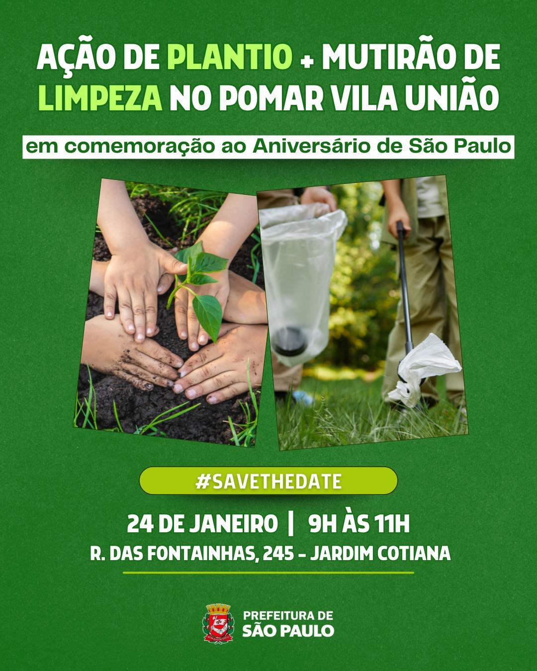 Ação de plantio e mutirão de limpeza 