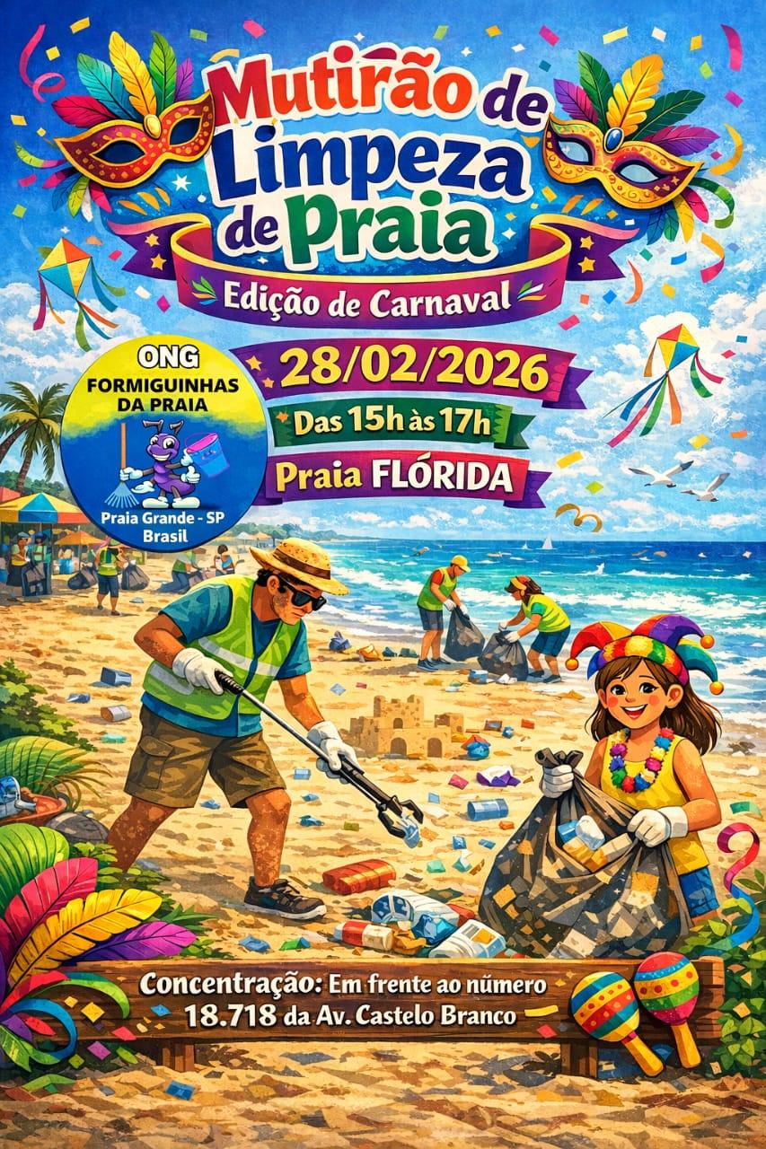 Formiguinhas da Praia _ Mutirão Mensal de Limpeza de Praia - Fevereiro_Flórida - PG/SP