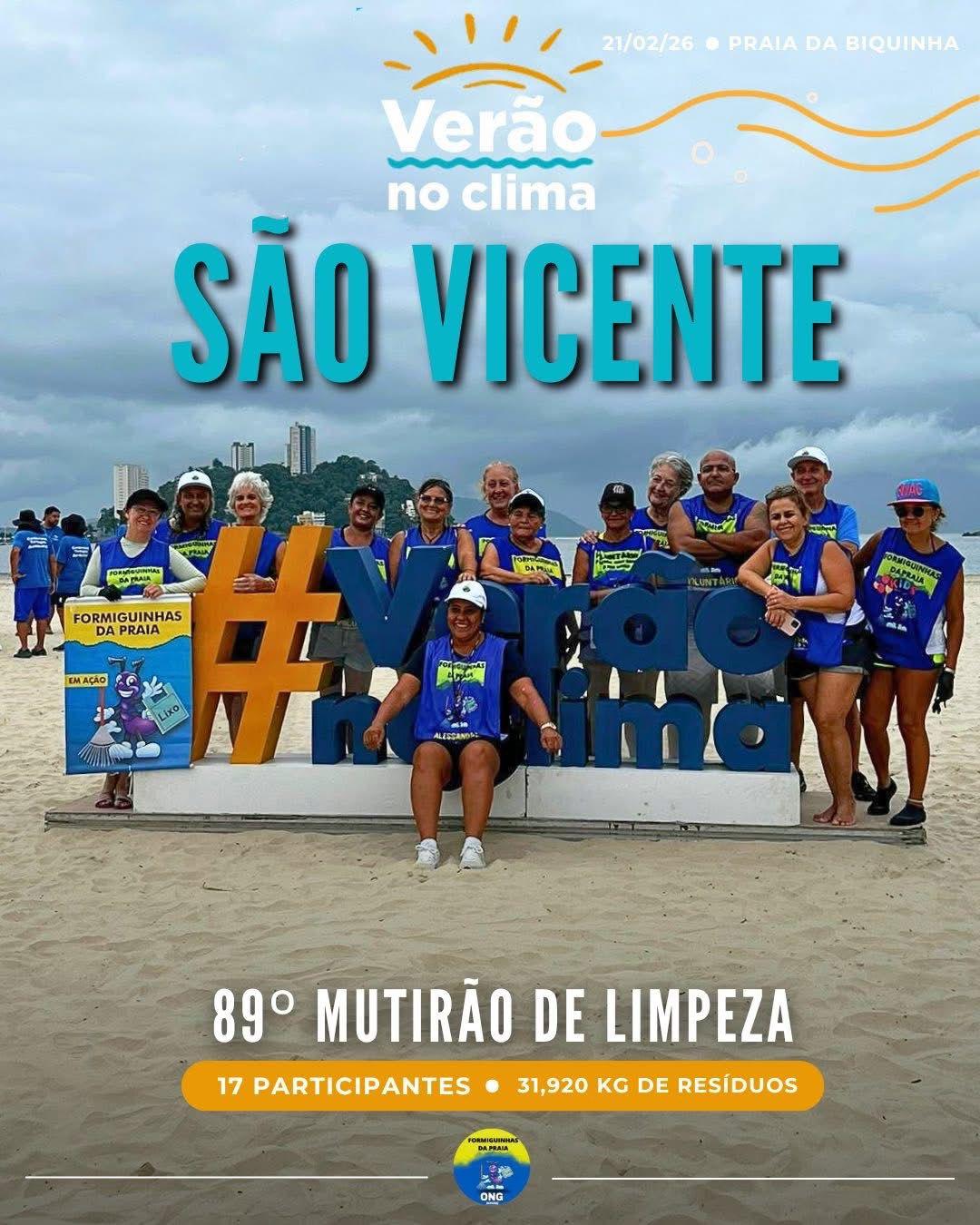 Formiguinhas da Praia _ 89° Mutirão Mensal de Limpeza de Praia - Evento Verão no Clima - São Vicente 