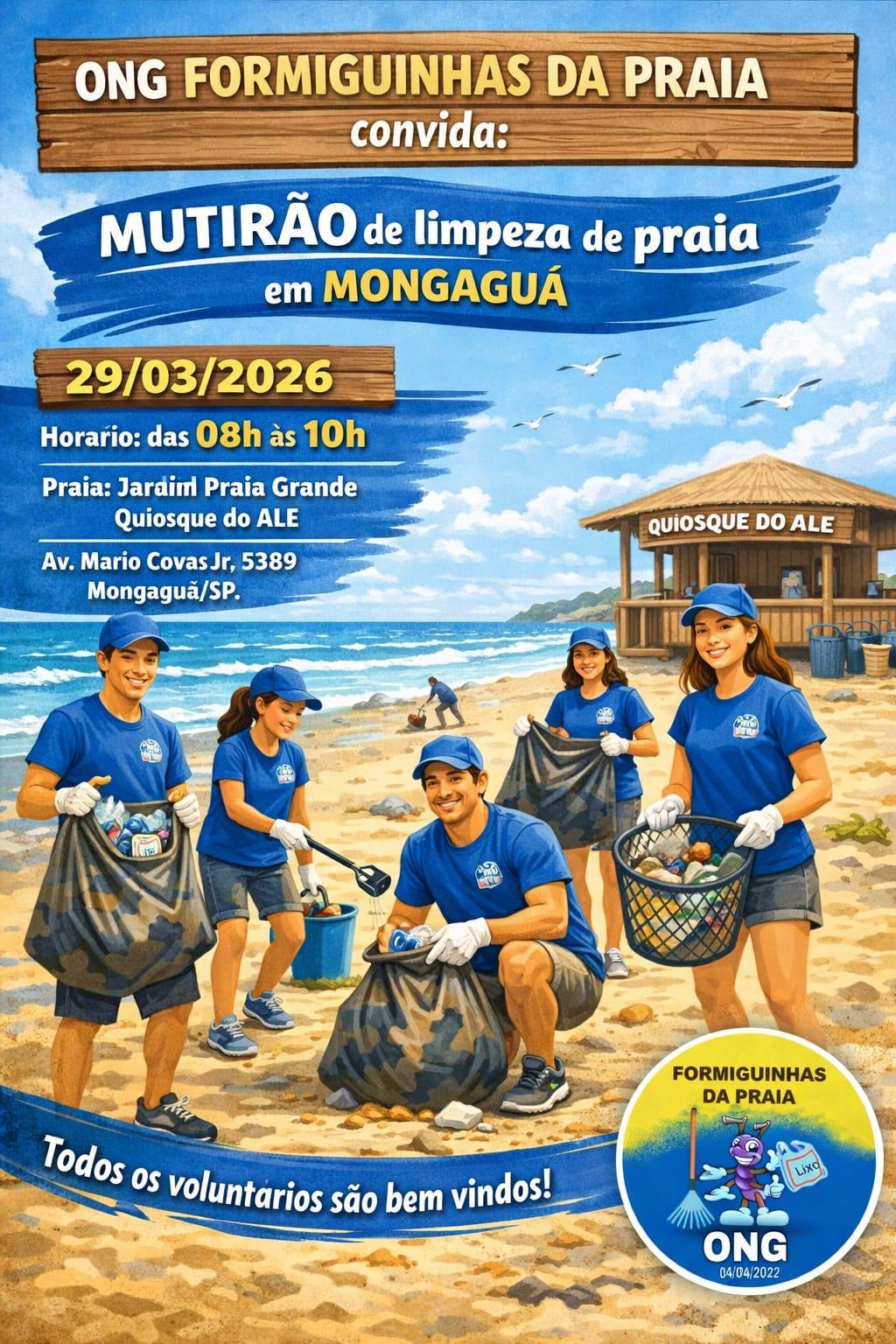 Formiguinhas da Praia _ Mutirão Mensal de Limpeza de Praia - Março - Mongaguá 