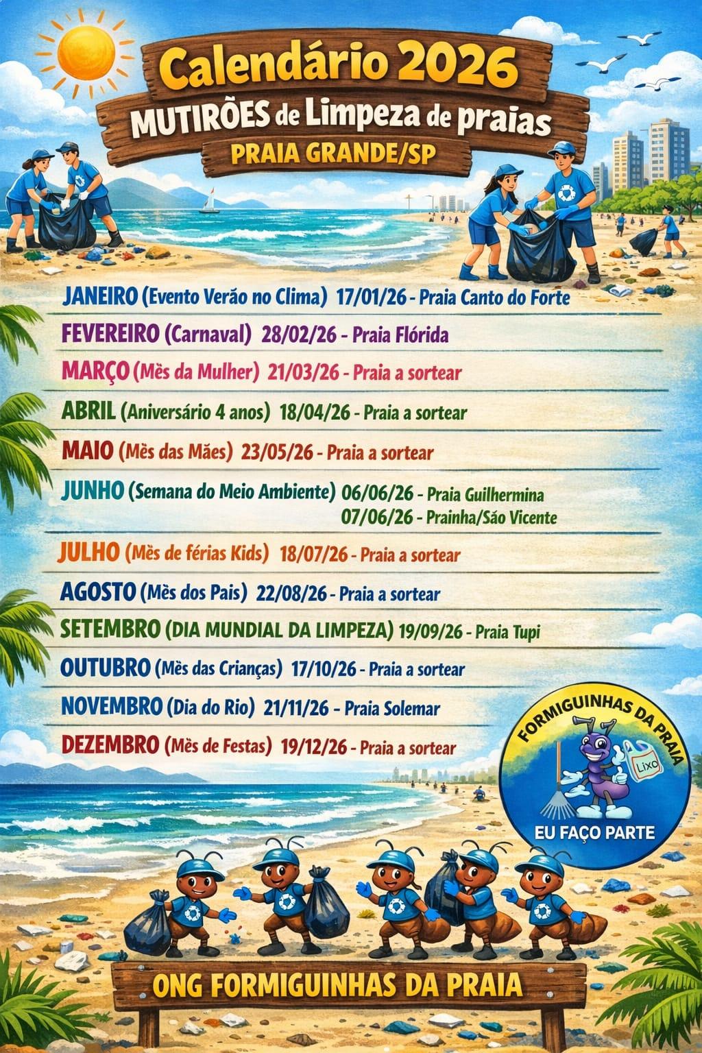 Formiguinhas da Praia _ Mutirão Mensal de Limpeza de Praia - Março - Real/PG