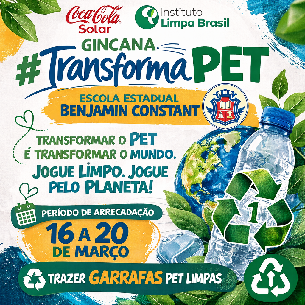 Postagens no Instagran para mobilizar a comunidade escolar na arrecadação de garrafas PETs