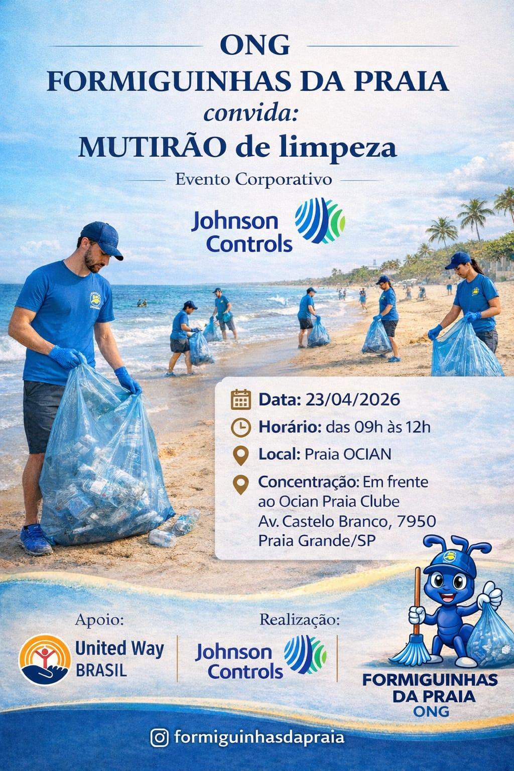 Formiguinhas da Praia _ Mutirão Mensal de Limpeza de Praia_Abril_ Dia da Terra 