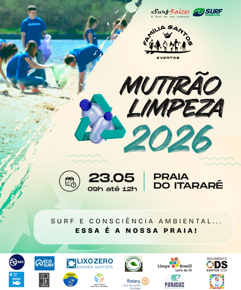Surf Ambiental e Limpeza de Praia - Praia do Itararé São Vicente SP