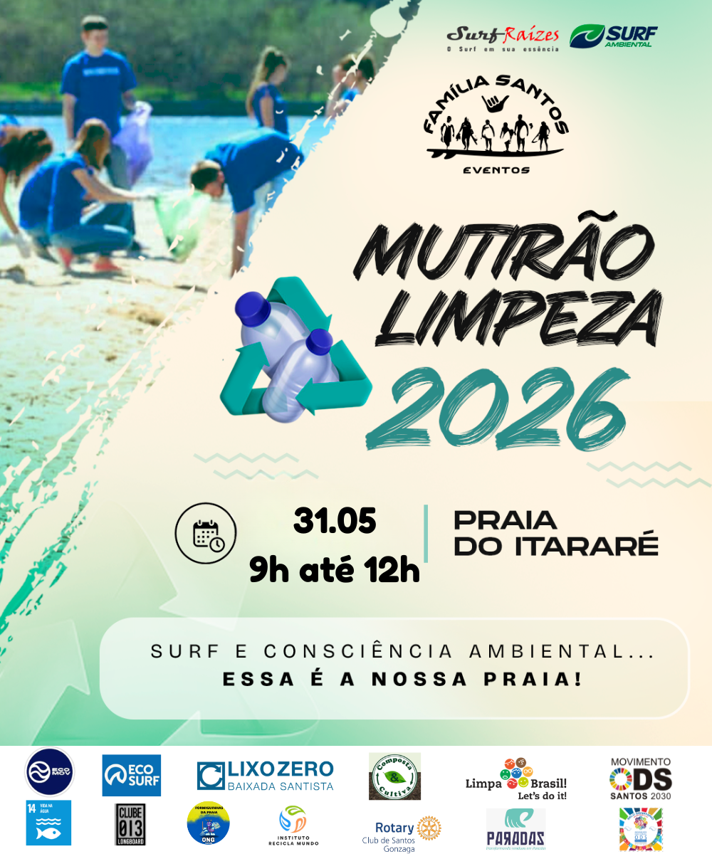 Surf Ambiental e Limpeza de Praia - Praia do Itararé São Vicente SP
