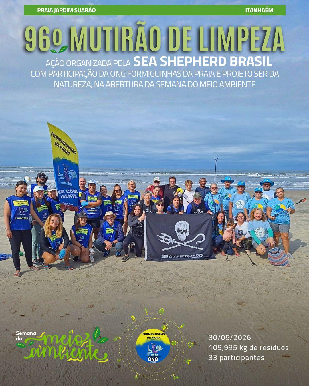 Formiguinhas da Praia _ 96° Mutirão de Limpeza de Praia - Suarão - Itanhaém/SP