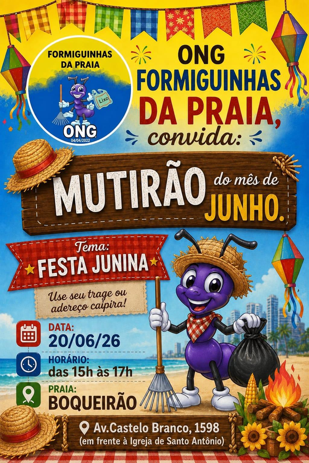 Formiguinhas da Praia _ Mutirão Mensal de Limpeza de Praia _ Junho - Boqueirão (PG)