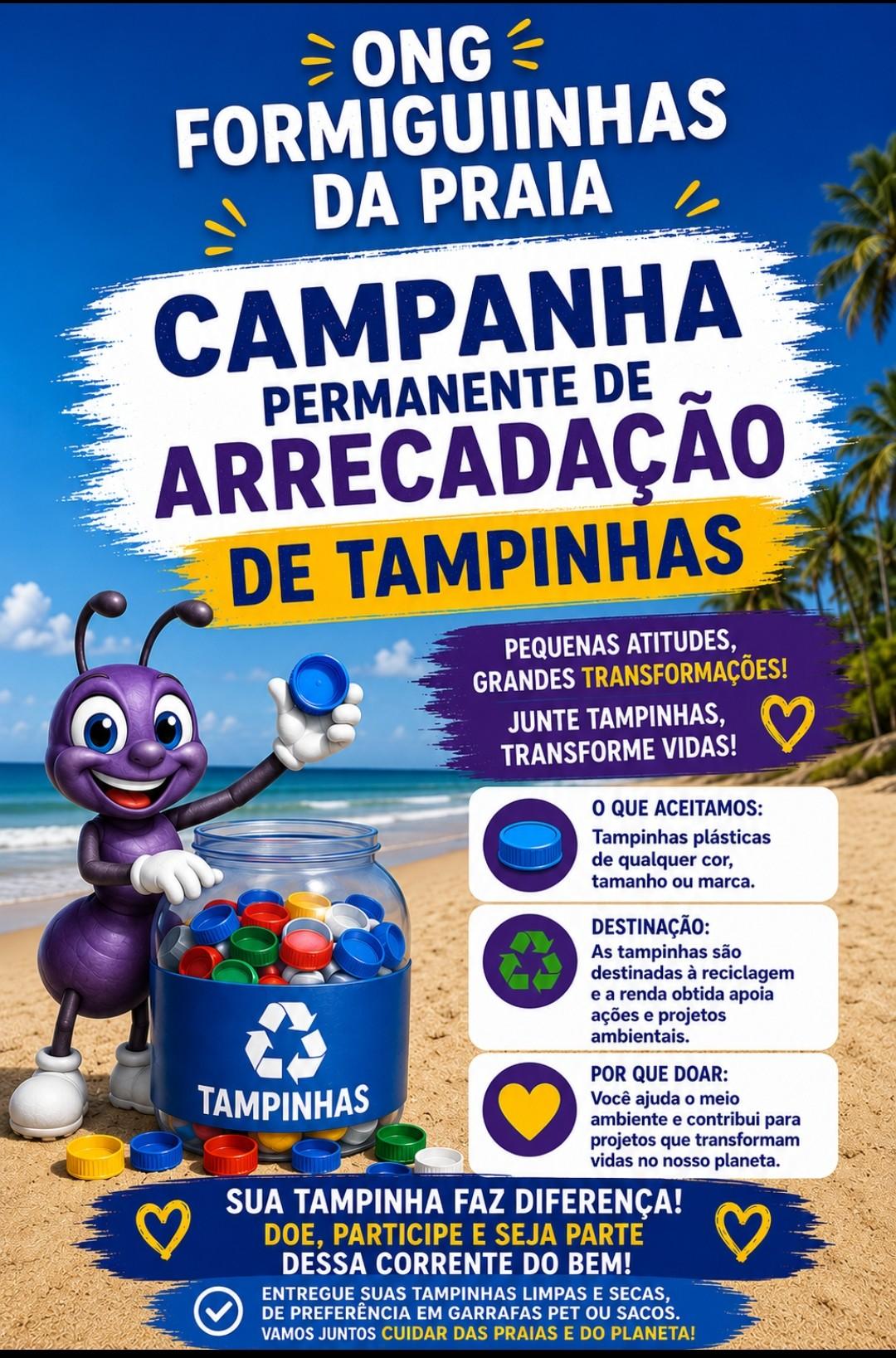Ponto de entrega de tampinhas - Formiguinhas da Praia - Praia Grande/SP