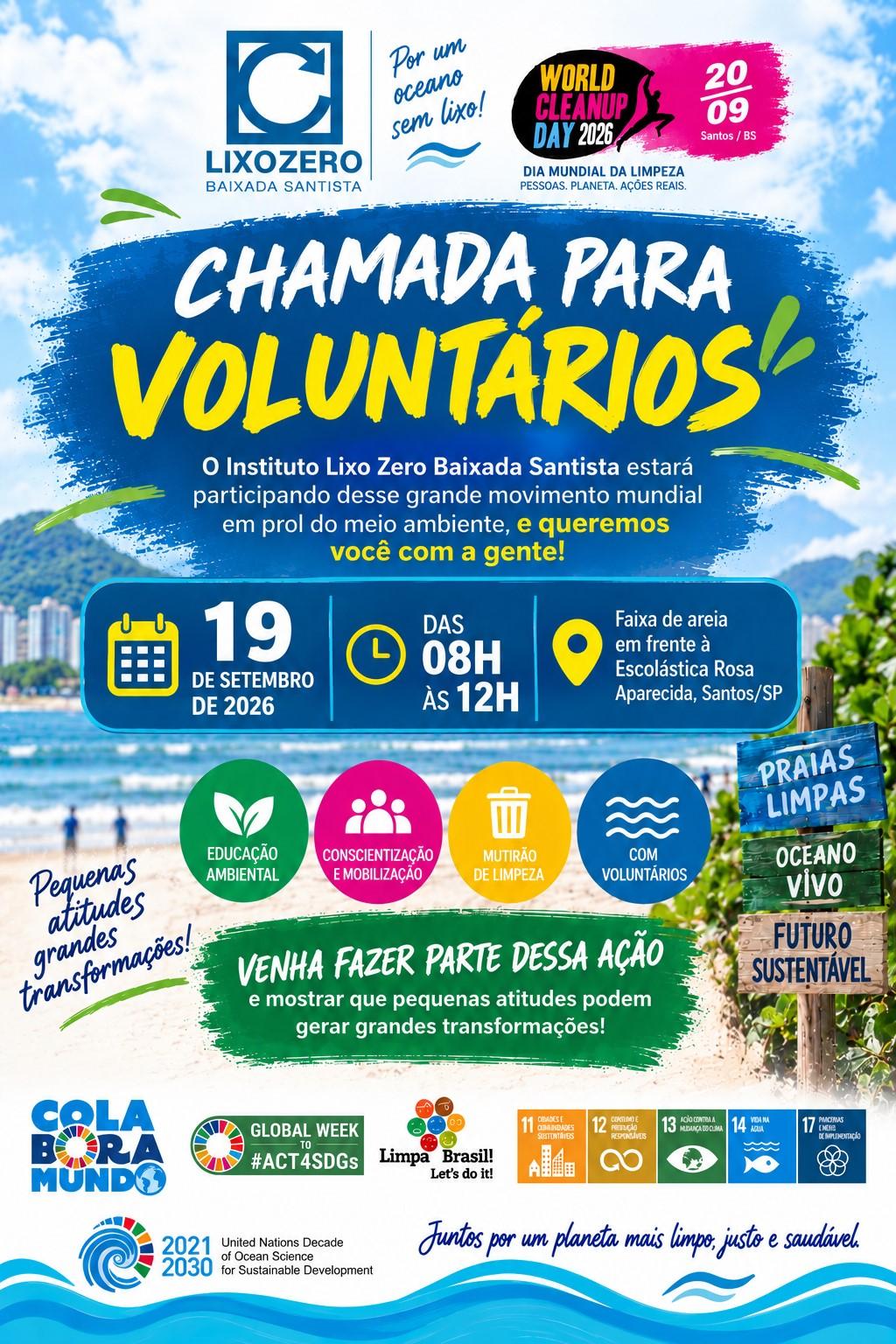 Limpeza de Praia em Santos - WORLD CLEANUP DAY 2026