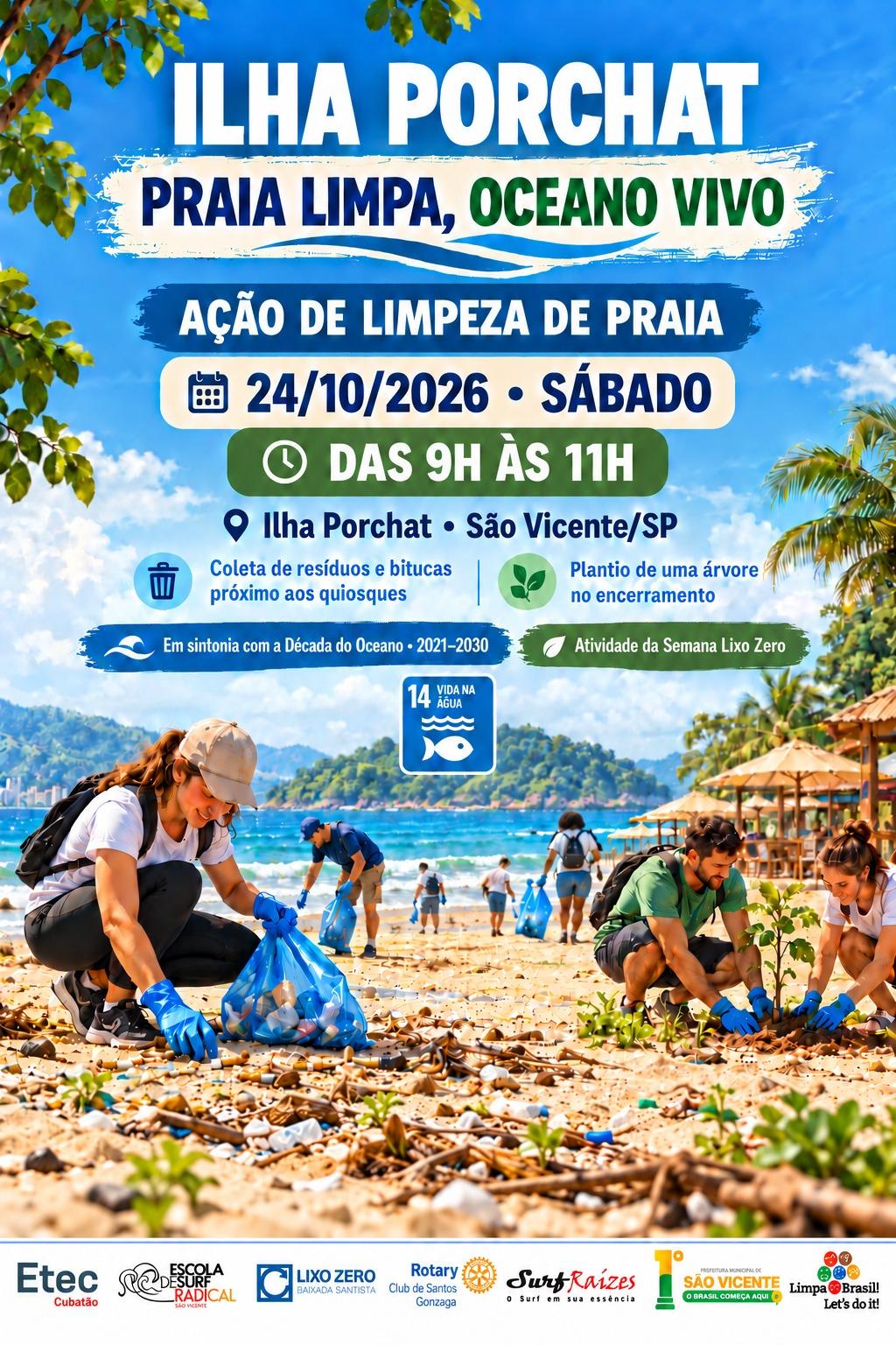 Limpeza de Praia - Ilha Porchat São Vicente